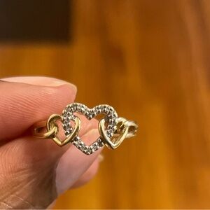 Womens Diamond-Accent Lab-Grown Diamond 10K Gold Heart Cocktail Ring